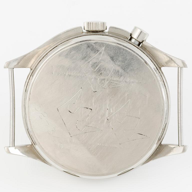 Lemania, Tg 195, "Three crowns", chronograph, wristwatch, 40 mm.