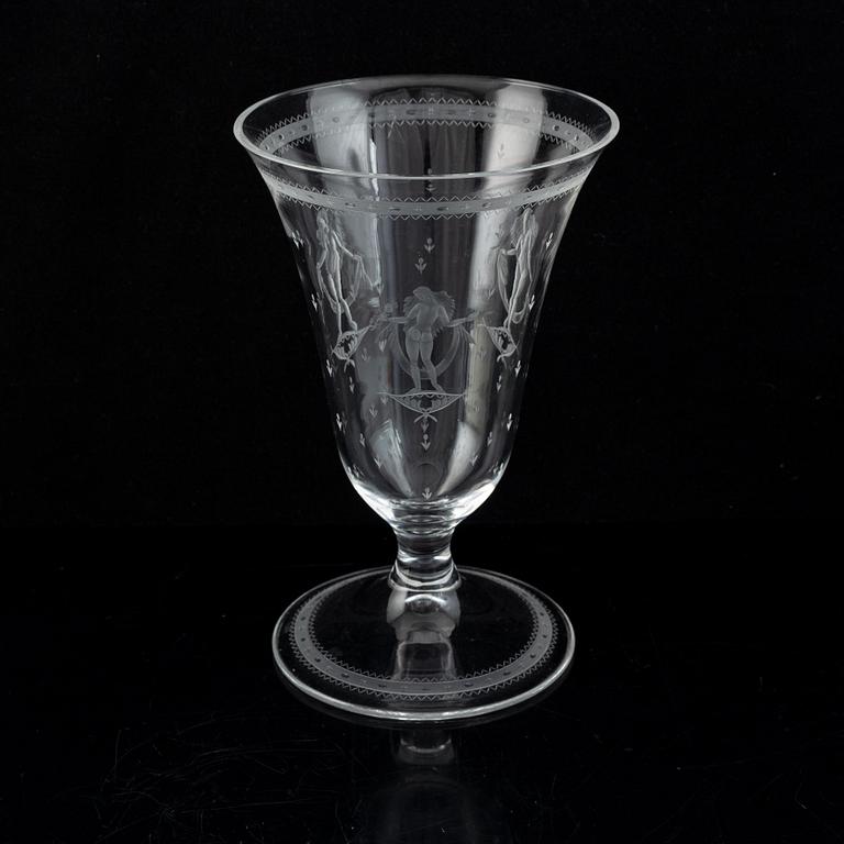 Simon Gate, glass goblet, signed and dated 1929.