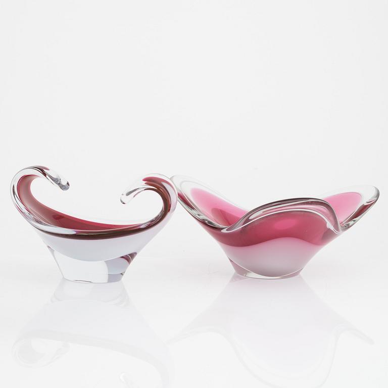 Paul Kedelv, a set of five 'Coquille' art glass for Flygfors.
