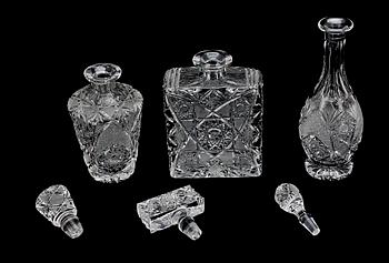 KARAFFER, 3 st, glas, 1900-tal.