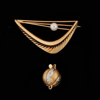 PARTI GULD, 4 delar, 18k guld. Total vikt ca 12 g.