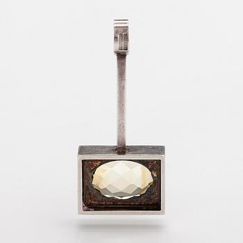 Elis Kauppi, A sterling silver and citrine pendant. Kupittaan kulta, Turku.