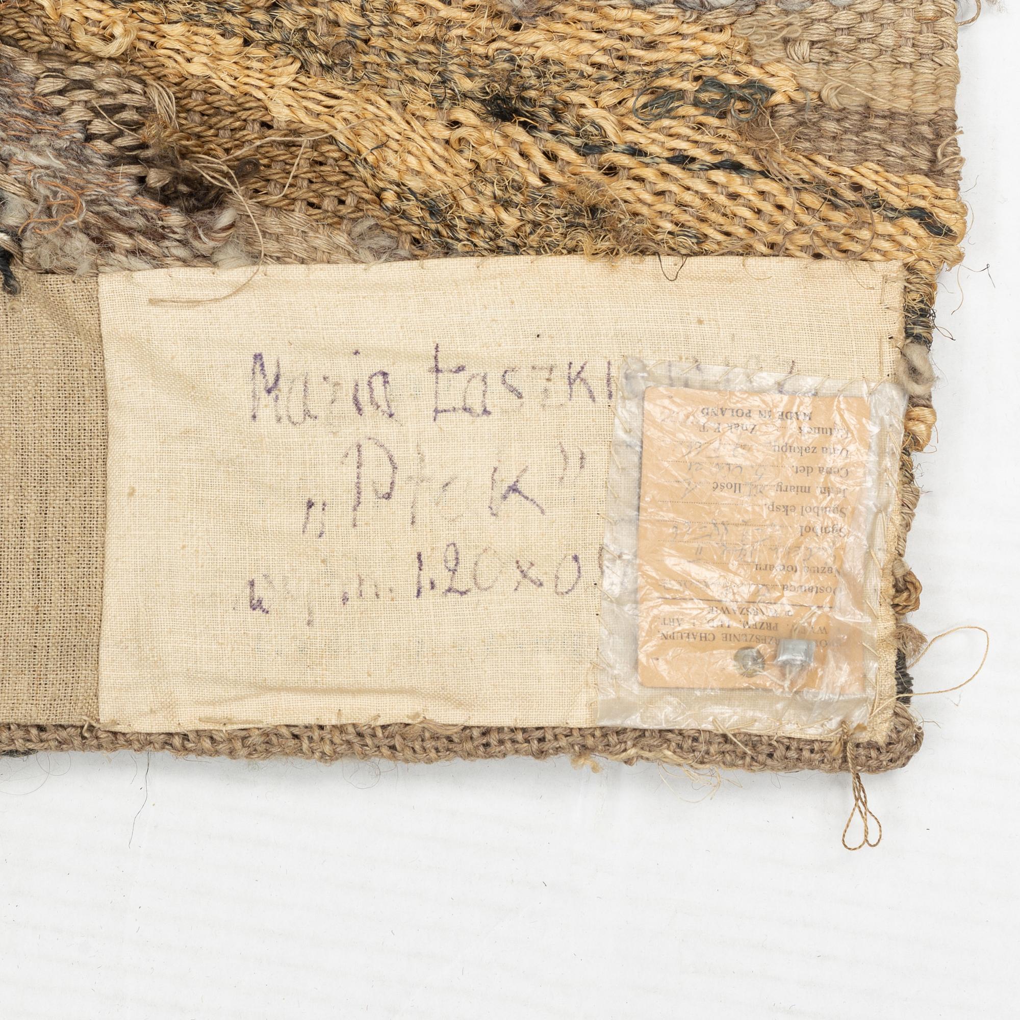 Maria Laszkiewicz, a tapestry, "Pick", tapestry technique, approx 120 x 80 cm, signed
Maria Laskiewicz.