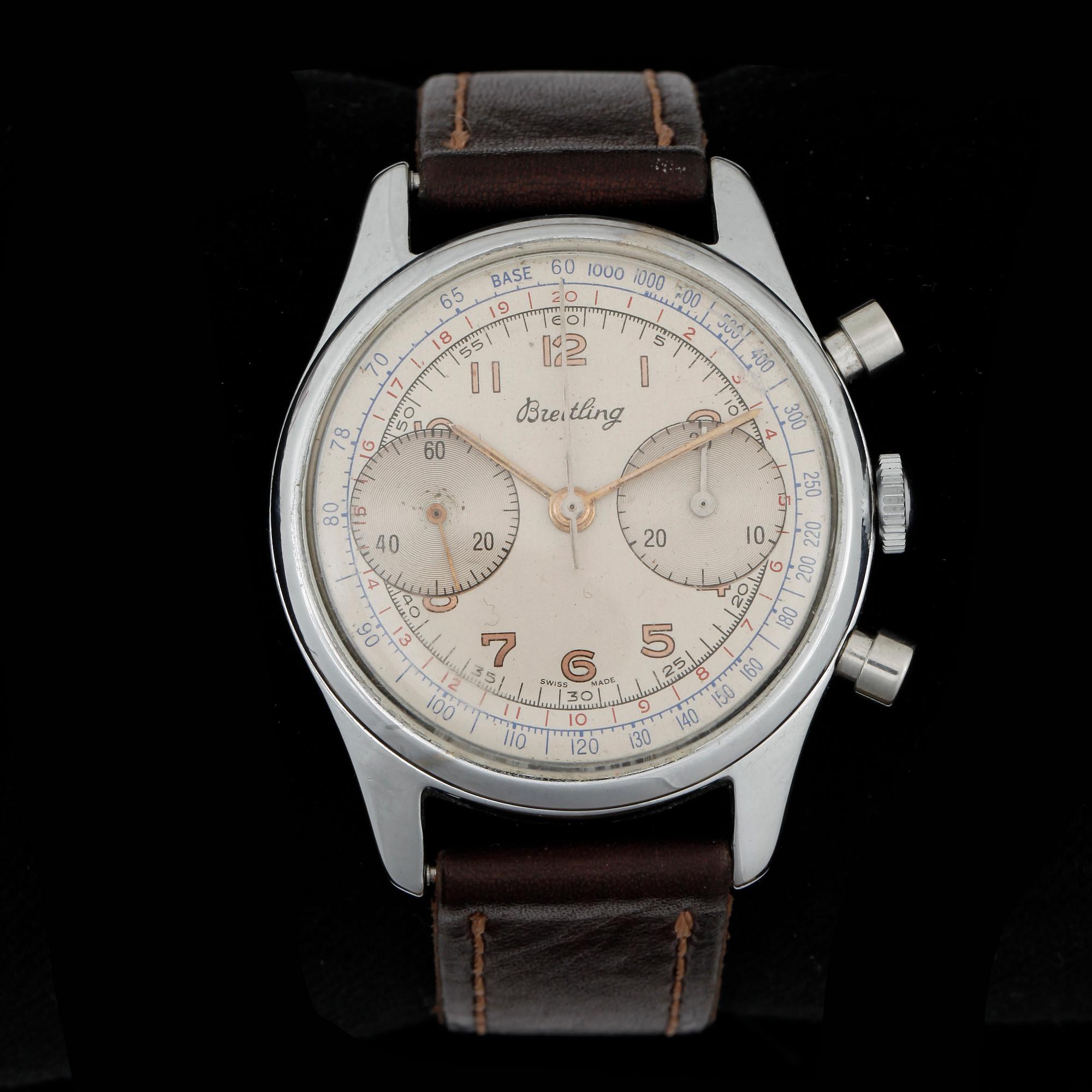 ARMBANDSUR, stål, Breitling, Chronograph, 1950-tal.