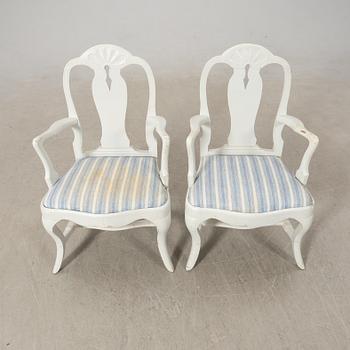Karmstolar ett par Rokoko-stil 1900taöets första del.