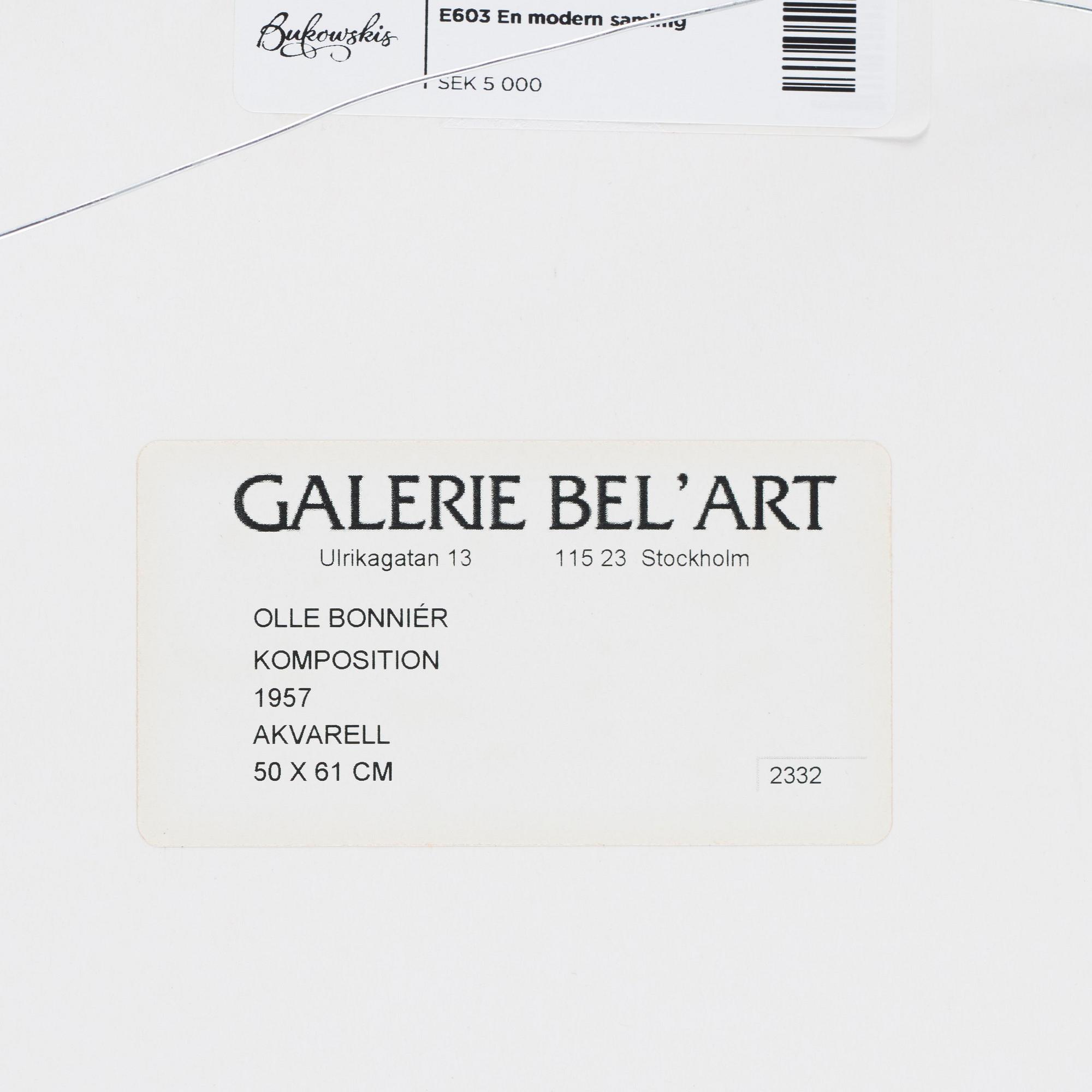 OLLE BONNIÉR, mixed media on paper, signed and dated -52.