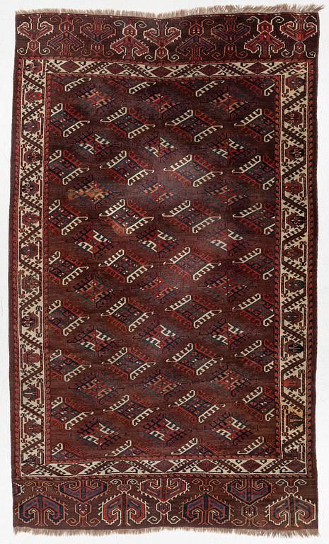 An antique Yomut main carpet, West Turkmenistan, c. 303 x 179 cm.