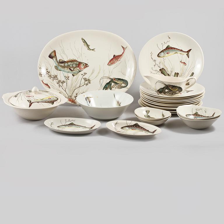 FISKSERVIS, 22 delar, flintgods, Johnson Bros, England, 1900-talets andra hälft.