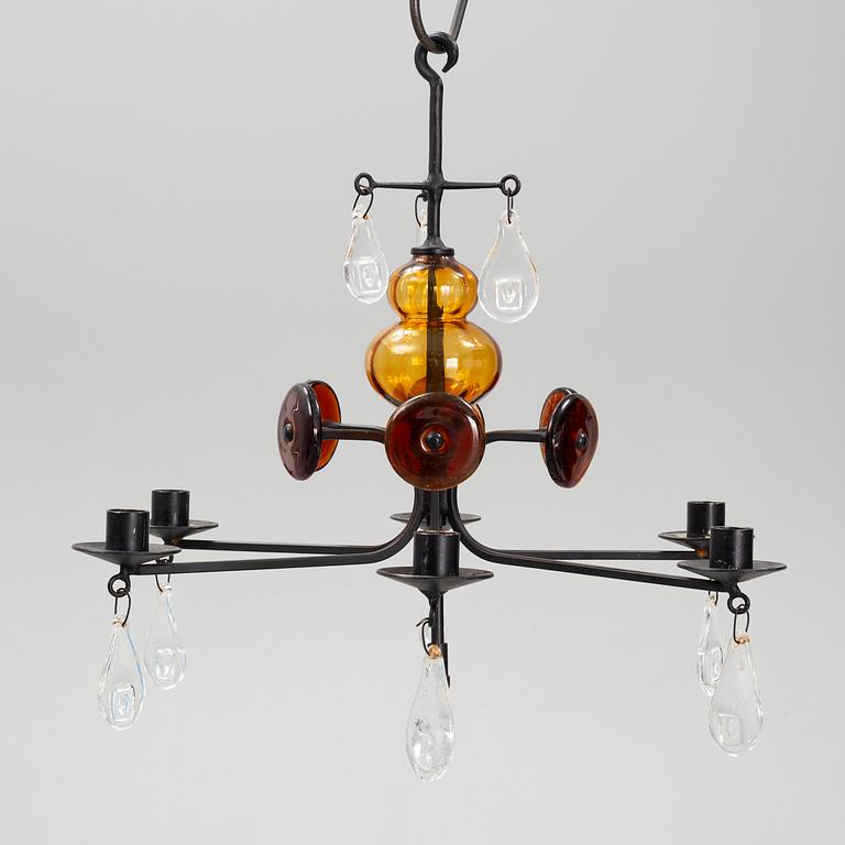 Erik Höglund, a forged iron chandelier, Boda smide, second half of the 20th century.