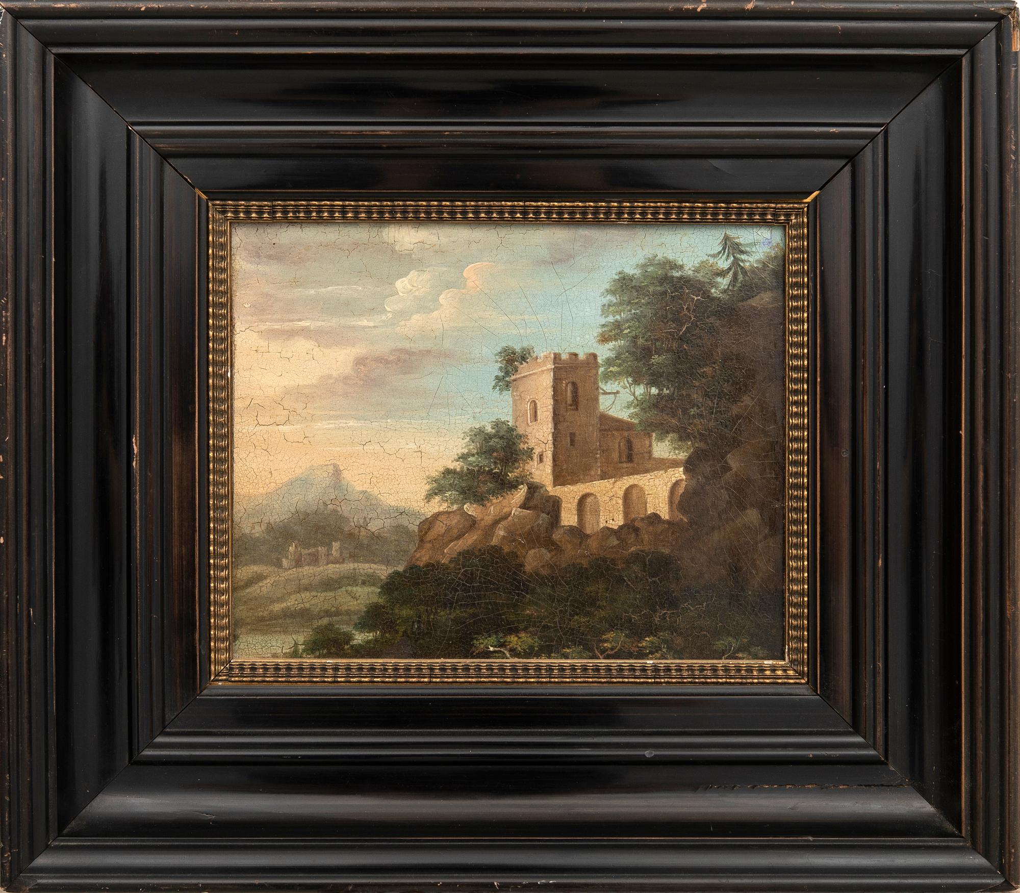 Unknown artist 19th century, Borg in landscape.