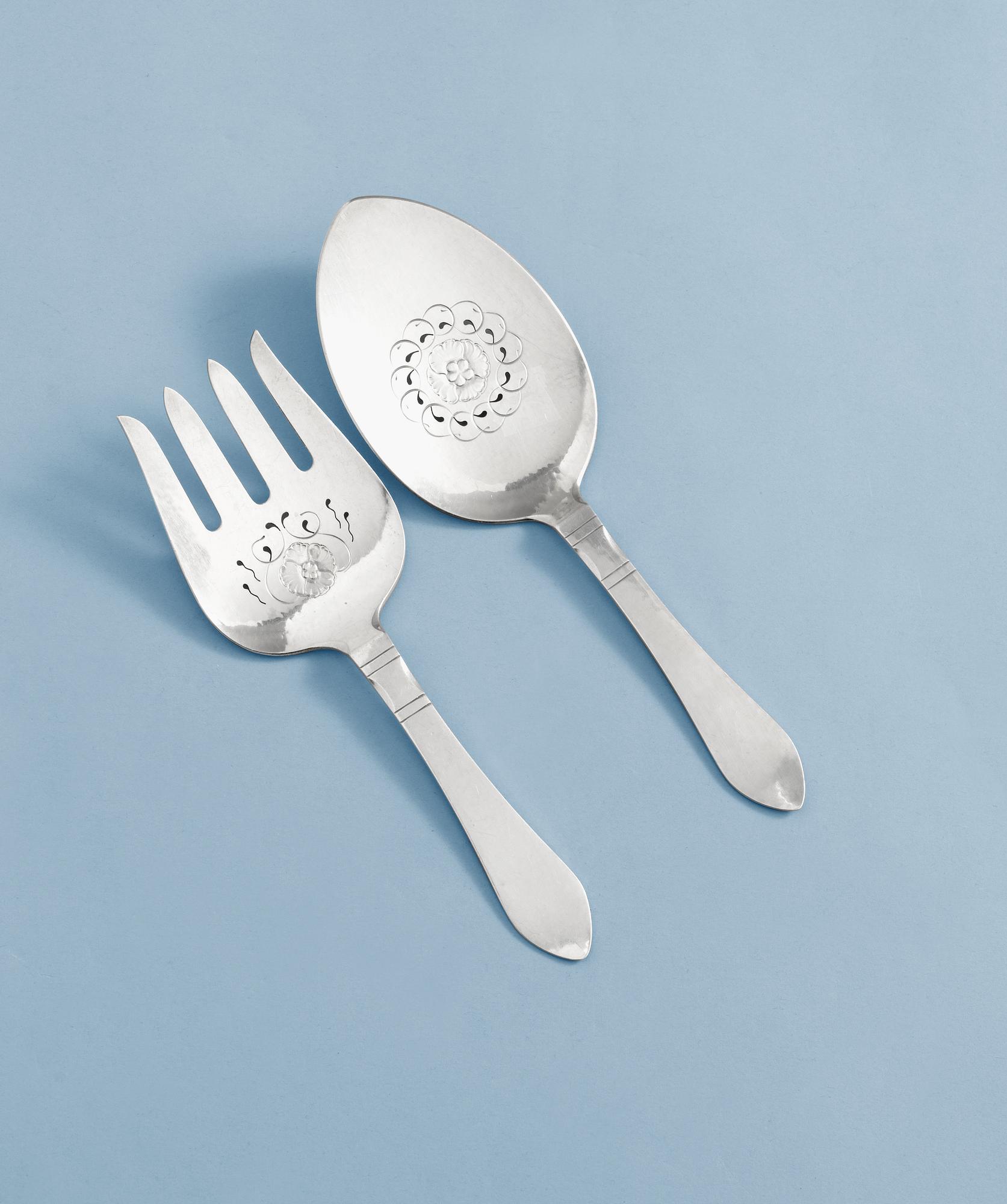 GEORG JENSEN
Fiskserveringsbestick, 1 par, "Antik", Köpenhamn 1933-44,