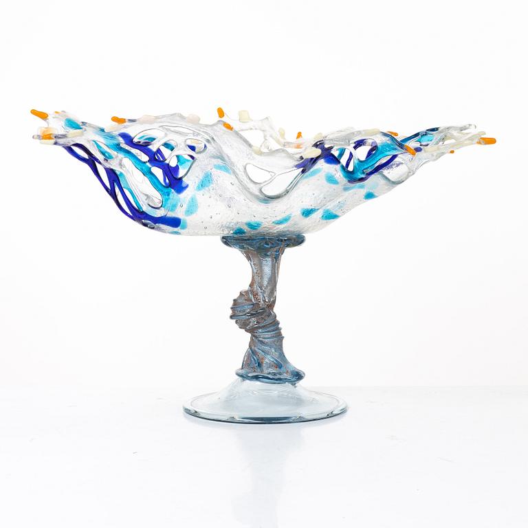 Uppsatsskål, glas. Signerad ILK och daterad, -95.