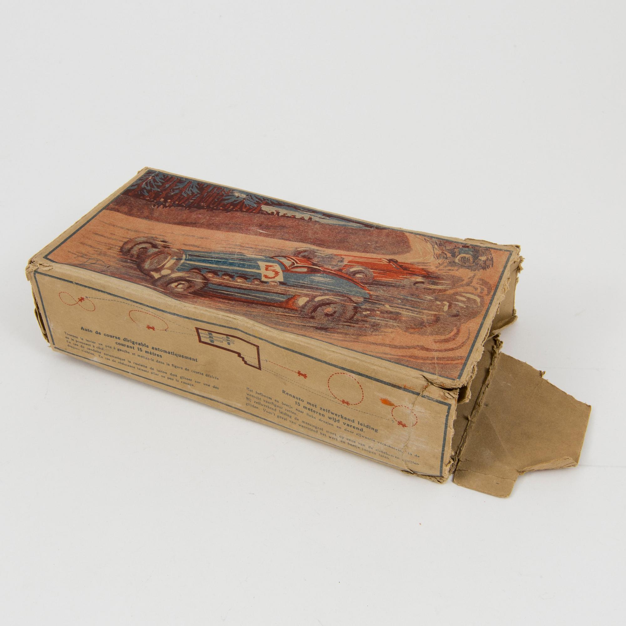 A JNF tinplate racing car 1930/40s.