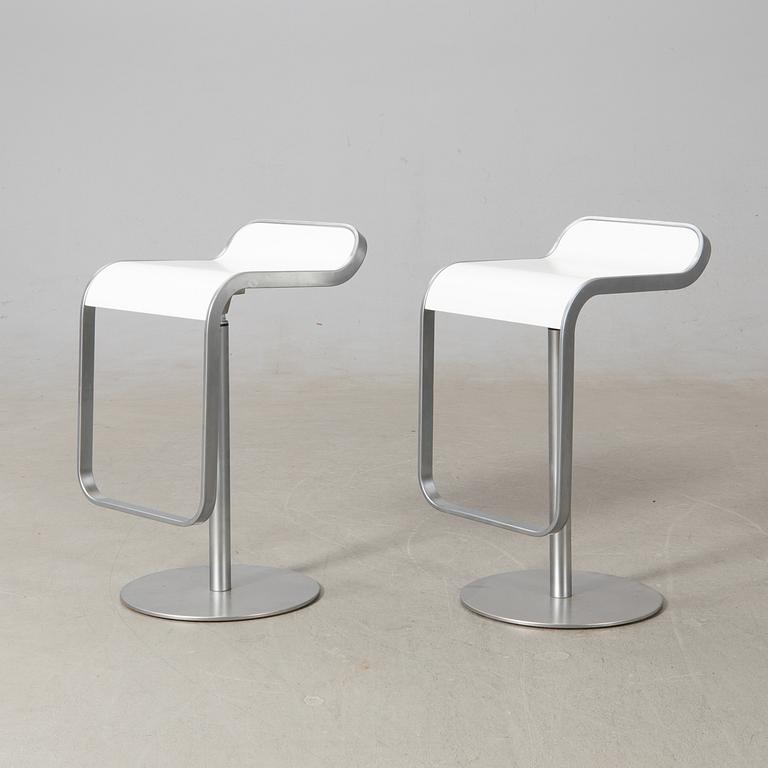 Shin & Tomoko Azumi bar stools, a pair "Lem" for LaPalma, Italy, late 20th century.