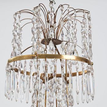 A late Gustavian nine-light chandelier, early 19th century.