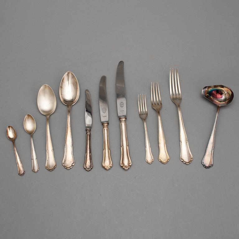 BESTICKSERVIS, 66 delar, silver, modell "Saga". Totalvikt, inklusive knivar, ca 2600 g.