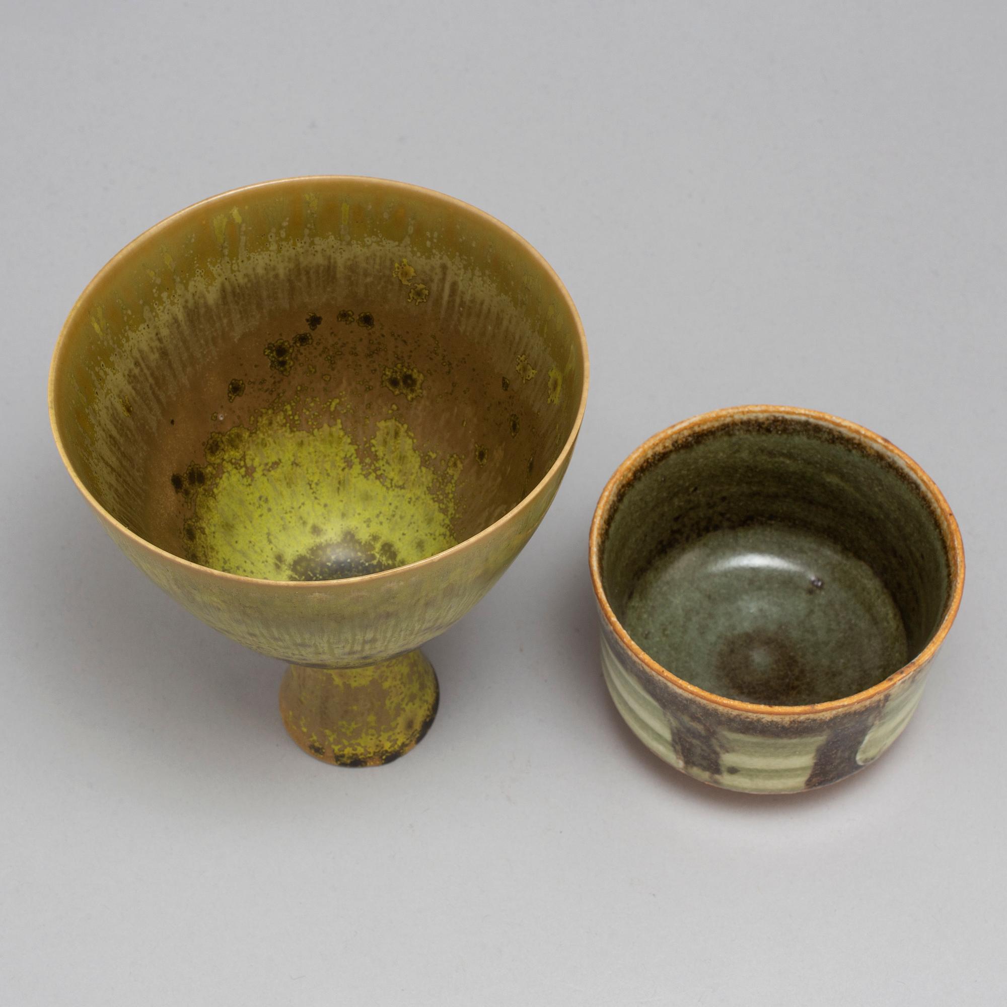 CARL-HARRY STÅLHANE, a unique bowl and vase, Rörstrand.