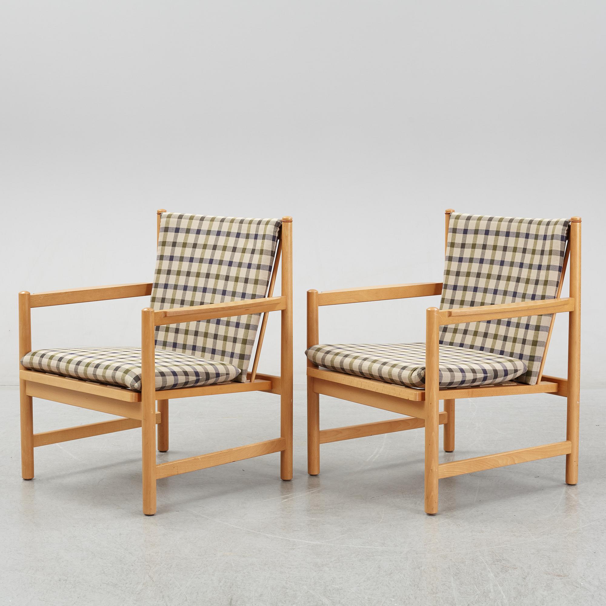 Børge Mogensen, karmstolar ett par, "Tremme hvilestol", Fritz Hansen.