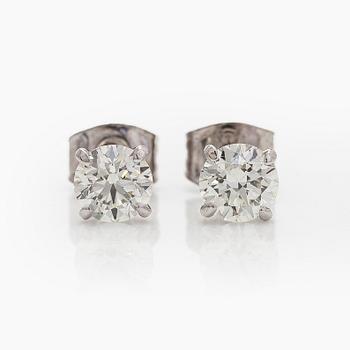 Korvakorut, briljanttihiotut timantit yhteensä 1,20 ct, 14K valkokultaa.