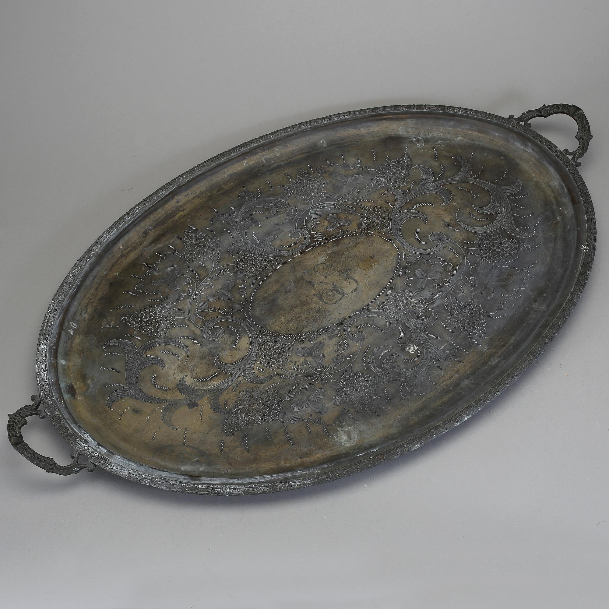 BRICKA, nysilver, sent 1800-tal.