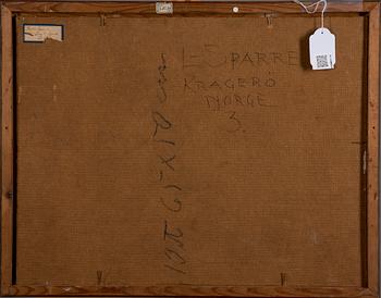 LOUIS SPARRE, olja på pannå, signerad, a tergo märkt Kragerö Norge, otydligt daterad.