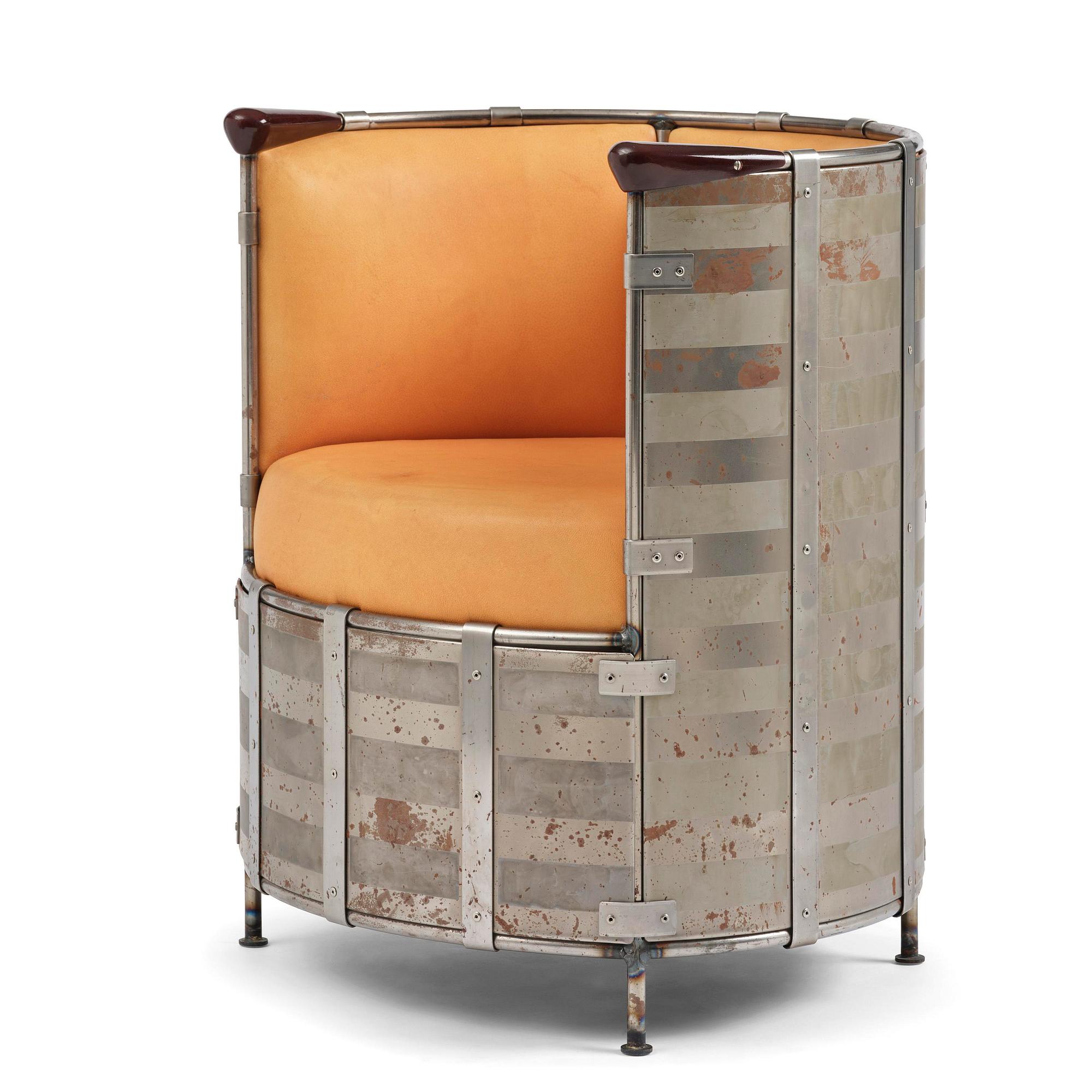 Mats Theselius, fåtölj, "Älgskinnsfåtöljen", ed. 52/360, Källemo, Värnamo, efter 1991.