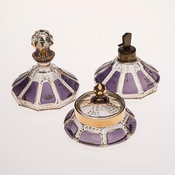 PARFYYMISETTI, lasia, 3 osaa, 1900-luvun alku.