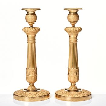 A pair of French Empire candlesticks, beginning of the 1800's.