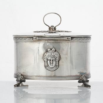 Pehr eller Adolf Zethelius, sockerskrin, silver, Stockholm 1810. Empire.