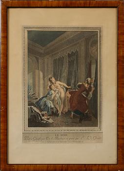 GRAVYRER, 5 st, delvis kolorerade kopparstick, 1700/1800-tal.