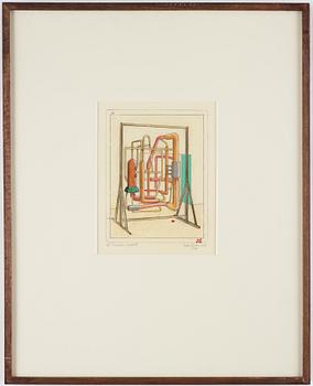 Sten Eklund, etching with watercolour, 1969, signed AP.