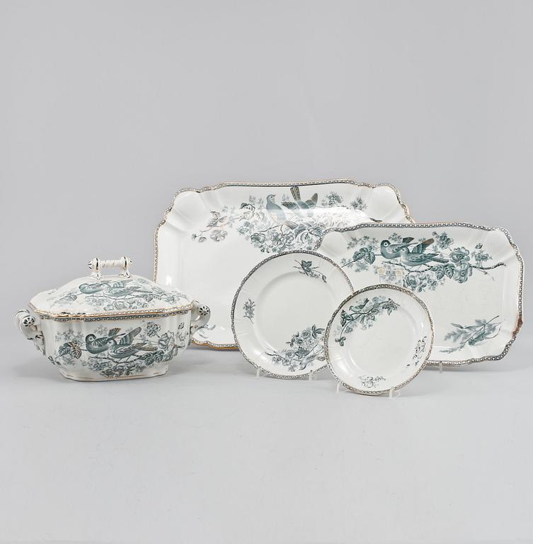 SERVISDELAR, 5 st, flintgods, "Wexiö guld", Gustavsberg, tidigt 1900-tal.
