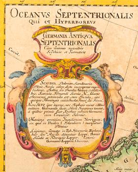 Caspar Dankwerth & J Meyer, map Scandinavia, handc colored copper engraving, Husum 1652.