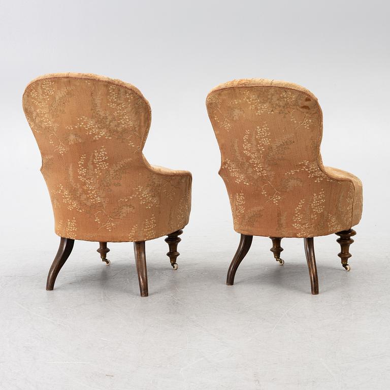 Salongsgrupp, 3 delar, med Drottning Sofias emblem, sent 1800-tal.