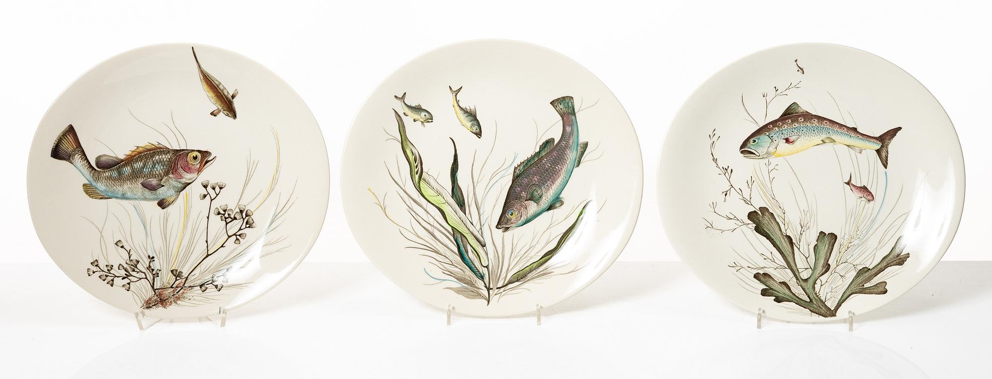 Service pieces, 11 pcs, ironstone, "Fish", Johnson Brothers, England.