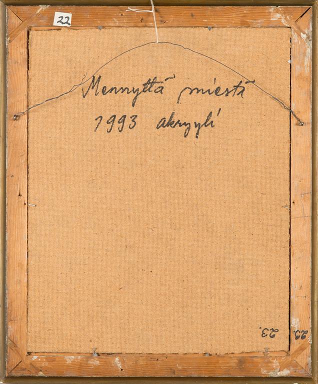 Alpo Jaakola, akryyli levylle, signeerattu ja päivätty -93.