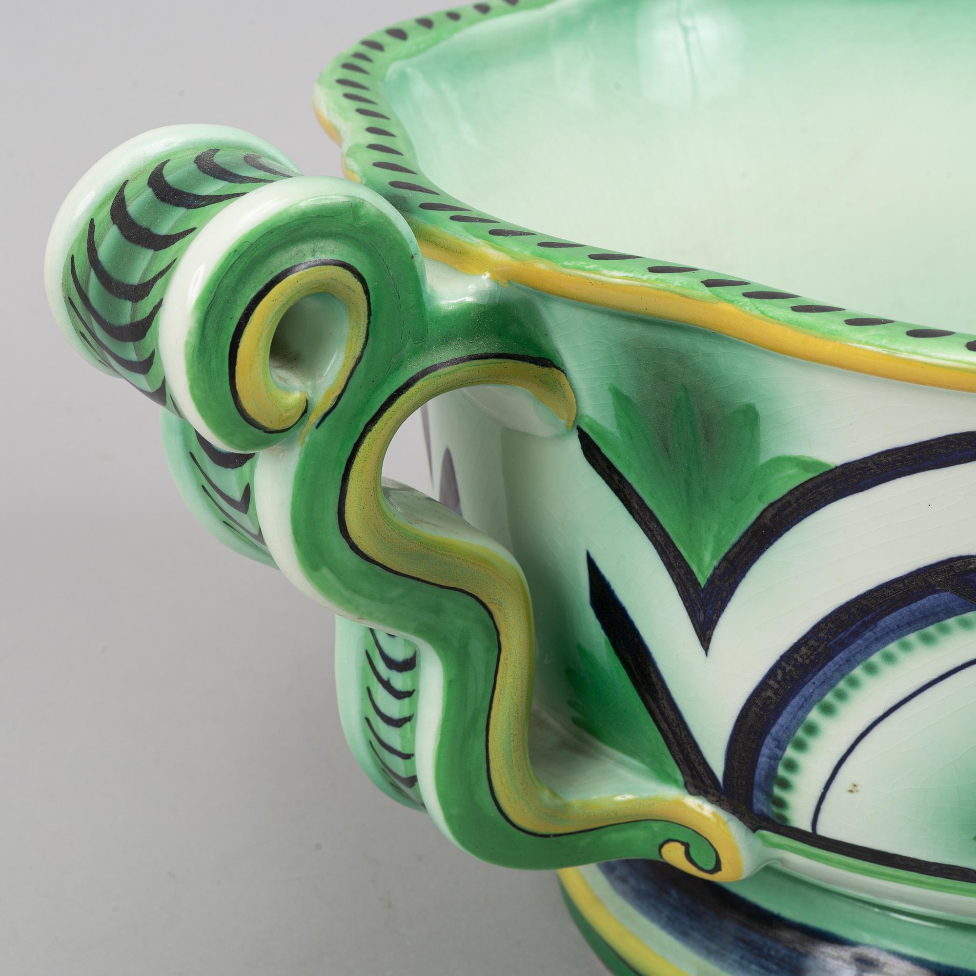 An earthenware Swedish Grace pot/bowl by Arthur Percy for Gefle, 1920's-30's.