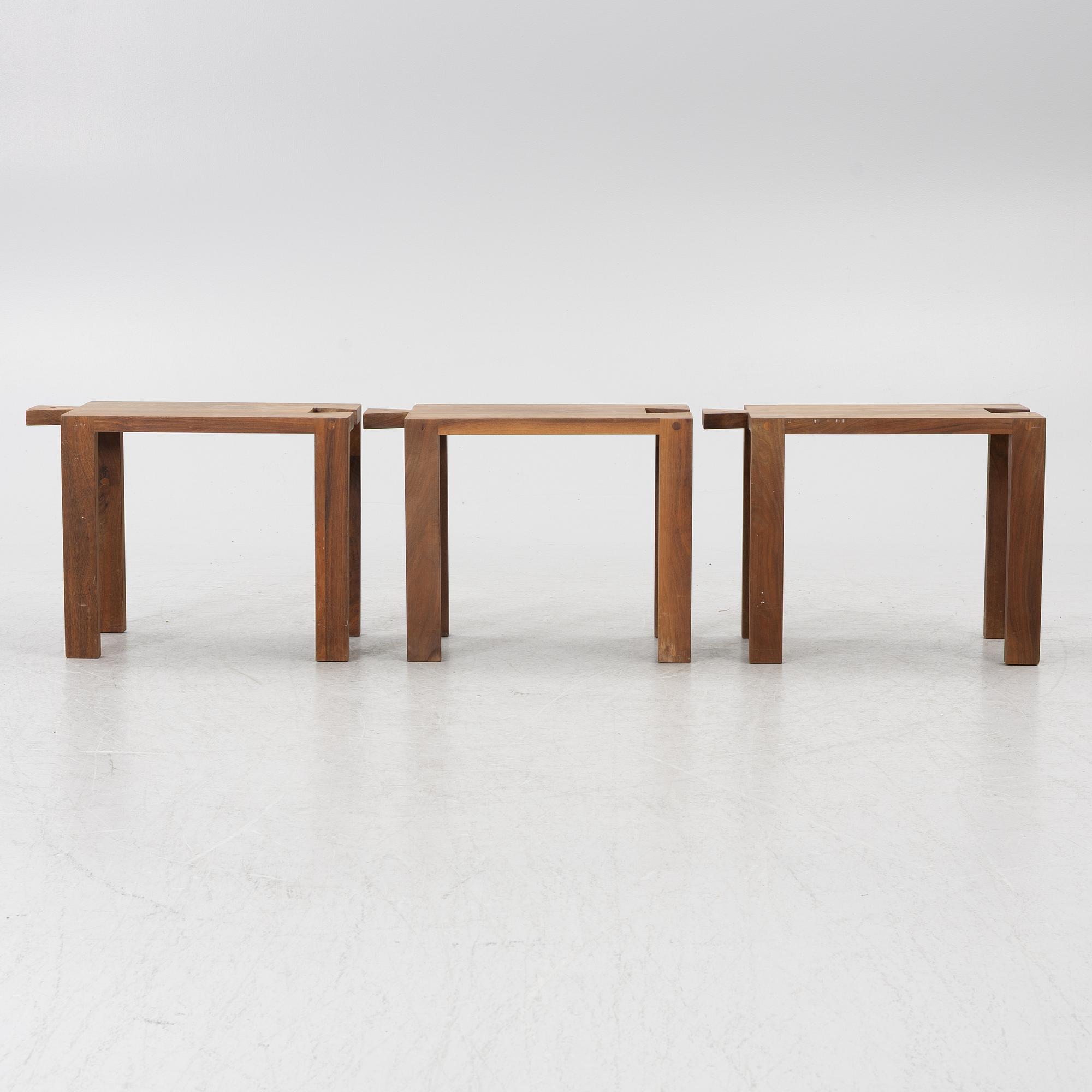 Thomas Sandell, three "Bröllopspallen" stools, Asplund, 21st century.