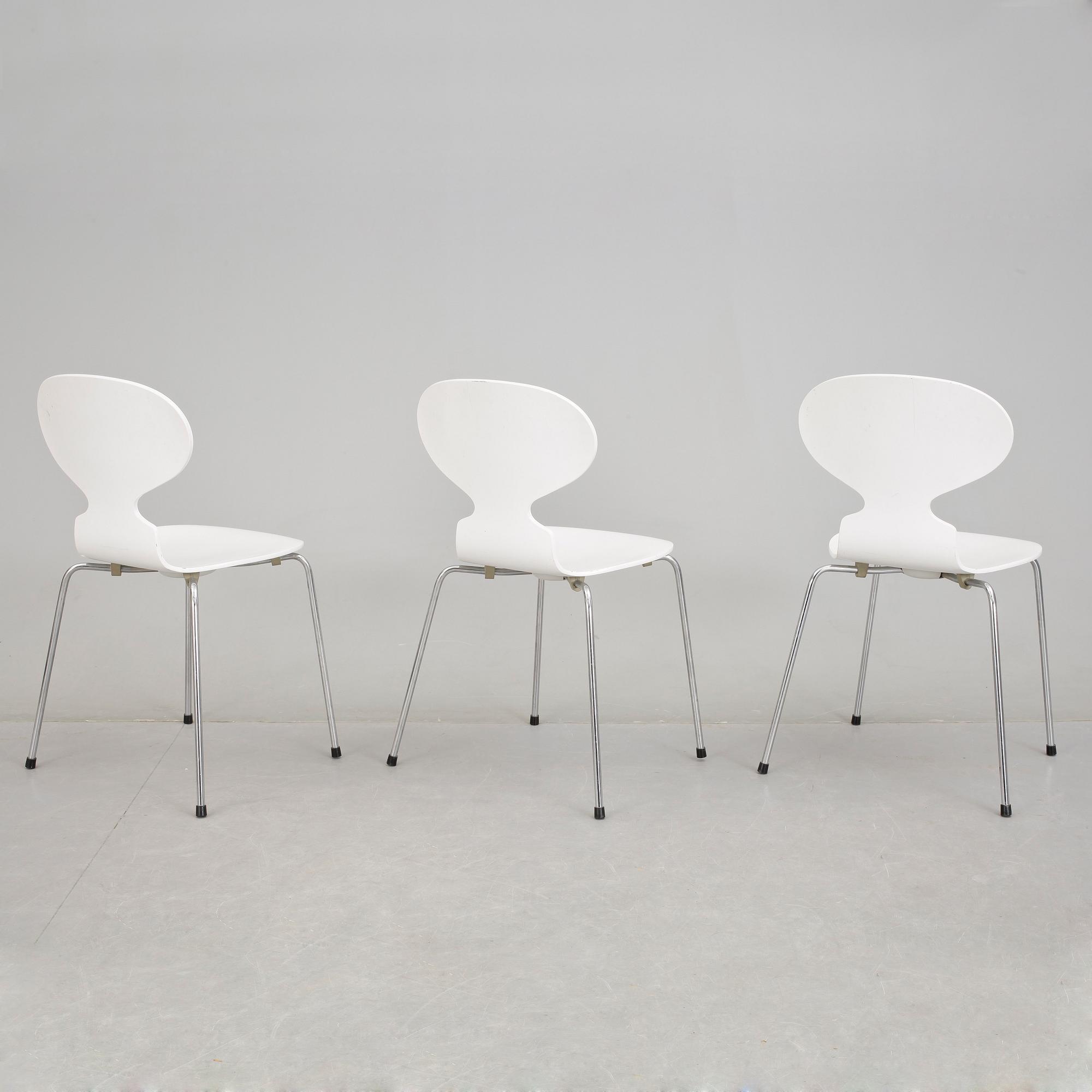 STOLAR, 3 st. "Myran". Arne Jacobsen, Fritz Hansen, Danmark.
