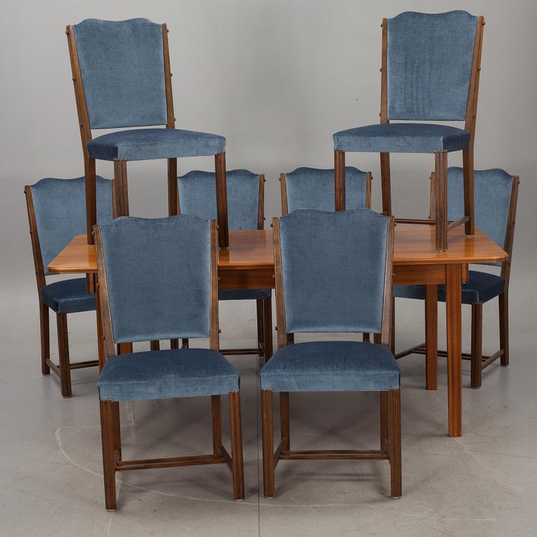 MATBORD med STOLAR, 9 delar. Design Otto Schulz Boet. 1900-talets första hälft/mitt.