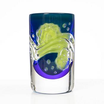 Olle Alberius, an Ariel glass vase, Orrefors, 1980's.