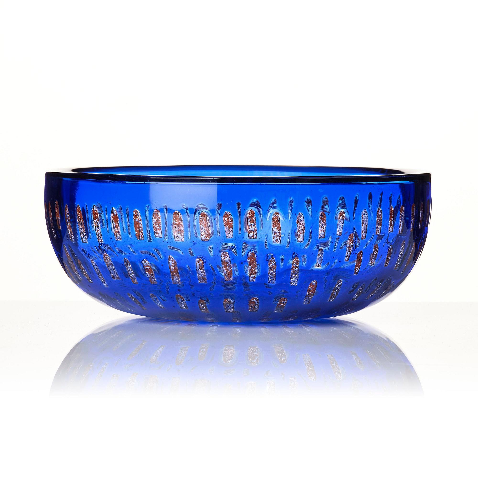 Sven Palmqvist, a ravenna glass bowl, Orrefors, Sweden, 1975, no 6228.