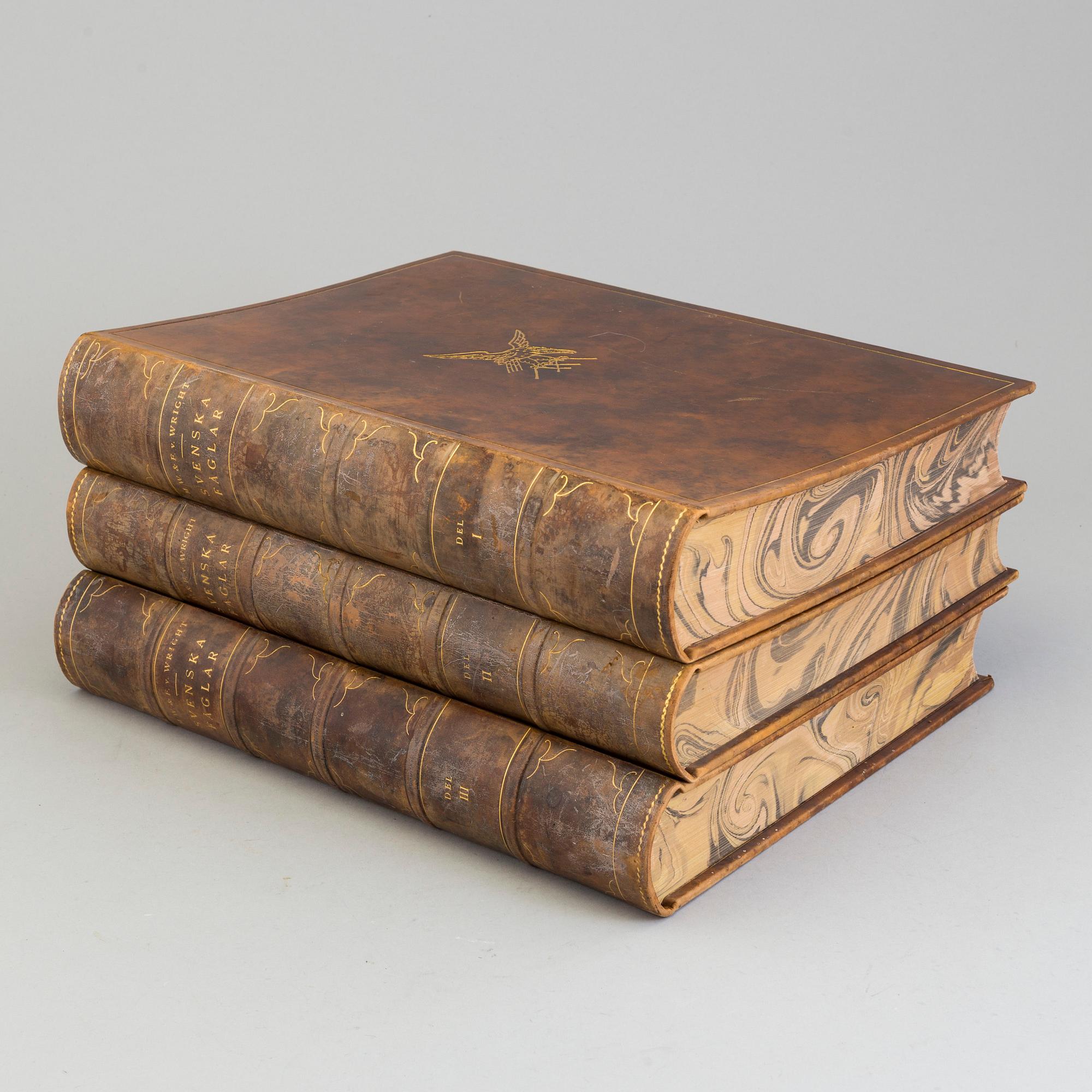 Three volumes, Swedish Birds, by M.W and F von Wright, 1927 and 1929.