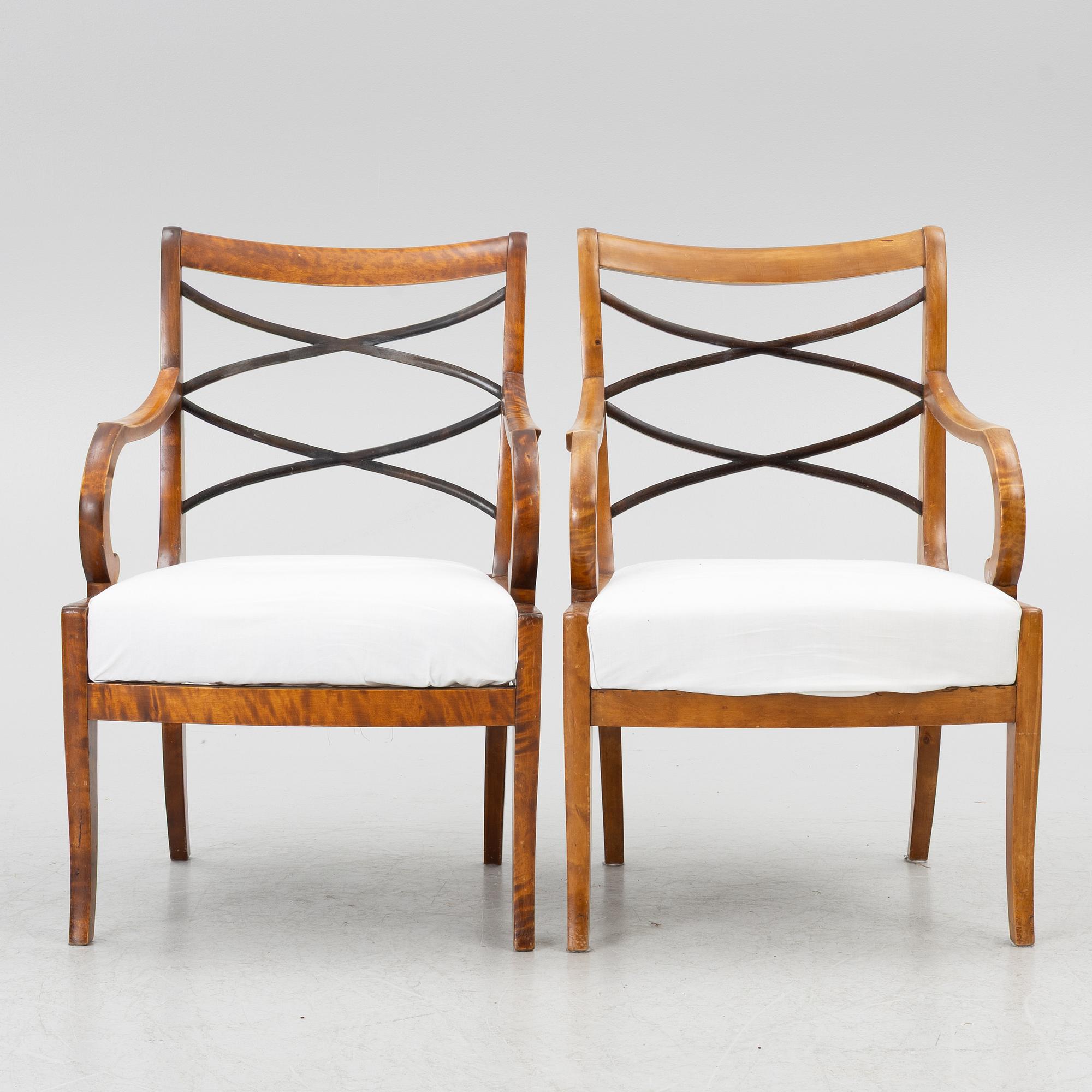 Carl Malmsten, A pair of Swedish Grace armchairs, SMF/Ferdinand Lundquist & Co, Gothenburg 1920s.