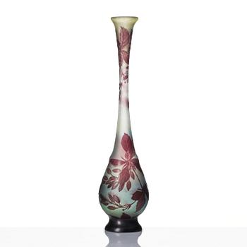 Emile Gallé, a set of two Art Nouveau cameo glass vases, Nancy, France.