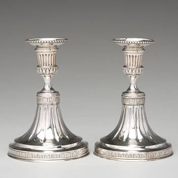 A pair of Swedish 18th century silver candlesticks, mark of Pehr Zethelius, Stockholm 1783.