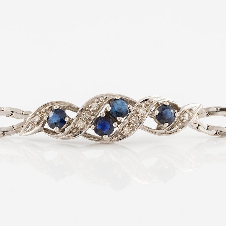 Arm bracelet, 18K white gold with small octagon-cut diamonds and sapphires.
