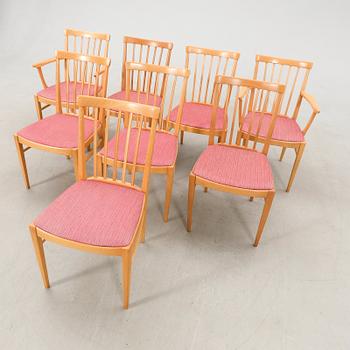 Carl Malmsten, chairs 6 pcs and armchairs 2 pcs "Herrgården" Åfors furniture factory, late 20th century.