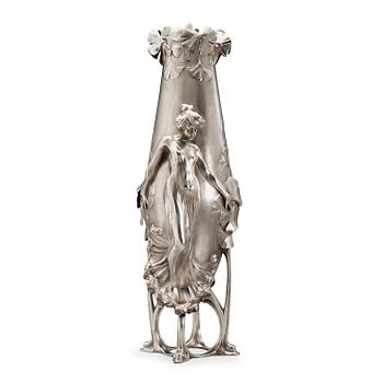 A Hugo Leven white metal Art Nouveau vase, probably for J. P Kayser Sohn, Germany.