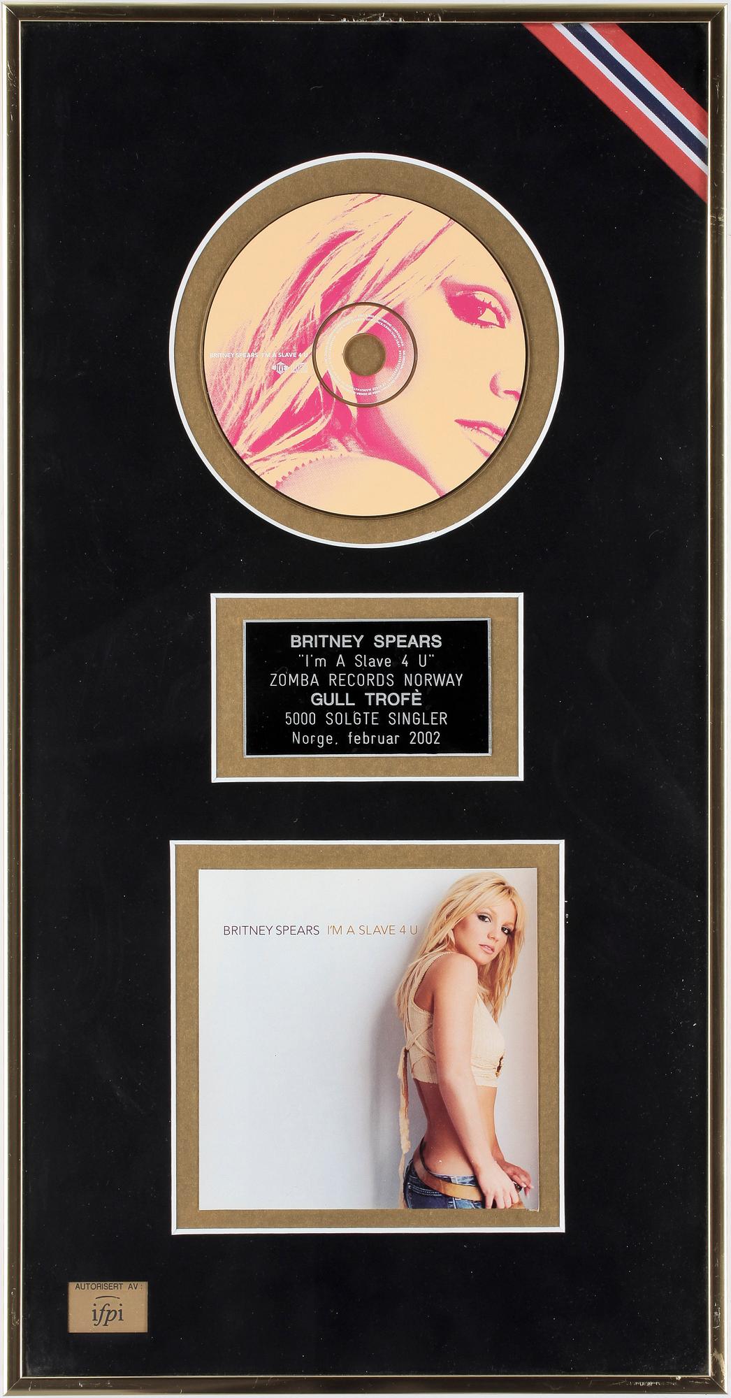 GULDSKIVA, Britney Spears - "I'm a slave 4 U" Norge, 2002.